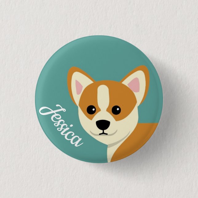 Badge Rond 2,50 Cm Cute Corgi Amoureux des chiens personnalisé (Devant)