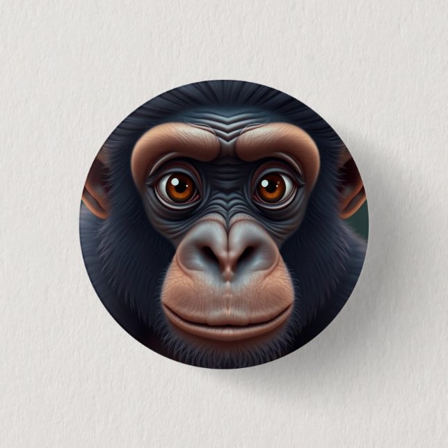 Badge Rond 2,50 Cm Cute Crazy Funny Chimpanzé Anime Portrait (Devant)