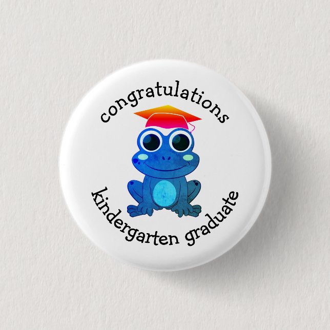 Badge Rond 2,50 Cm Cute Custom Frog Kindergarten Graduation (Devant)
