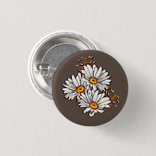 Badge Rond 2,50 Cm Cute Daisy Fleur sauvage Motif Vintage bronze