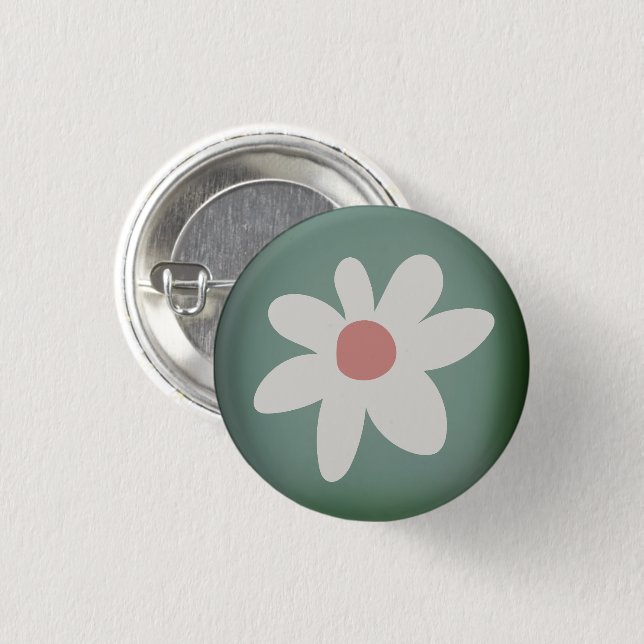 Badge Rond 2,50 Cm Cute Daisy Fleur sauvage rose blanc vert Casquette (Devant & derrière)