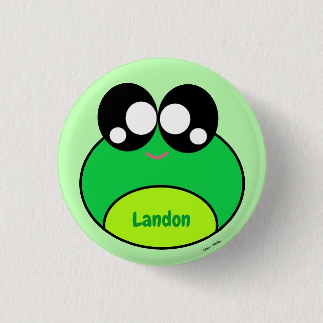 Badge Rond 2,50 Cm Cute de grenouille verte Kawaii (Devant)
