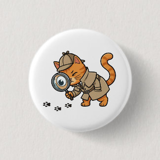 Badge Rond 2,50 Cm Cute Detective Cat Button