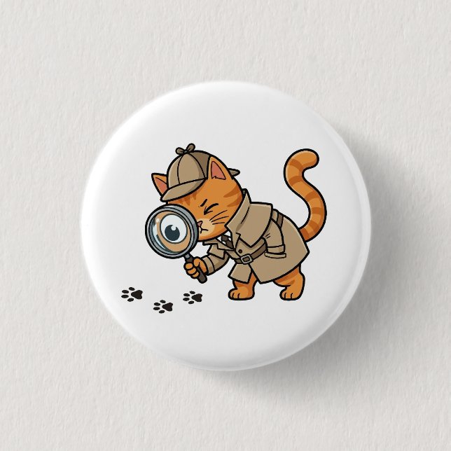 Badge Rond 2,50 Cm Cute Detective Cat Button (Devant)