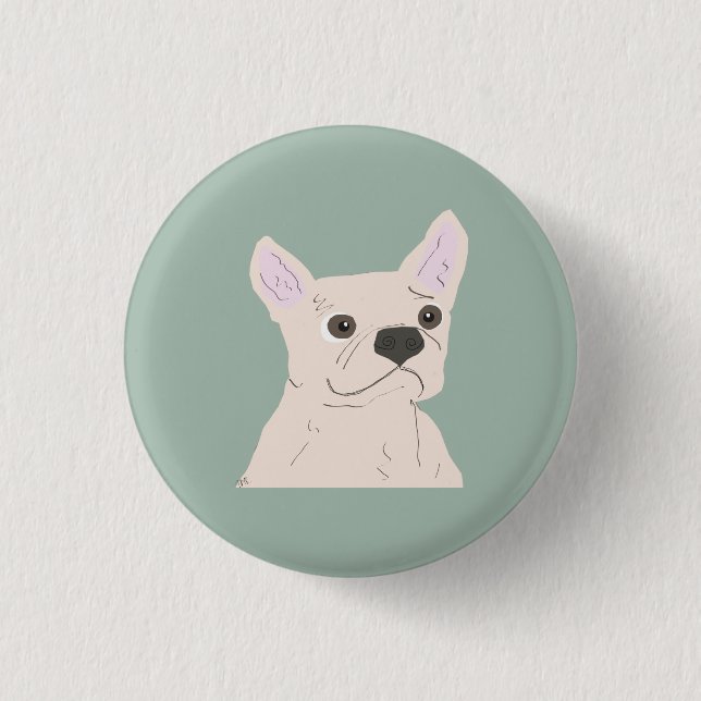 Badge Rond 2,50 Cm Cute Dog, Dusty Blue (Devant)