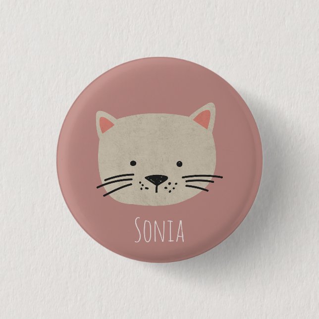 Badge Rond 2,50 Cm Cute face de chat Whimsical (Devant)
