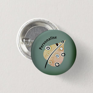 Badge Rond 2,50 Cm Cute feuille de bois Casquette vert personnalisé