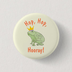 Badge Rond 2,50 Cm Cute Frog Hop Hop Hooray Party Amphibian amusant