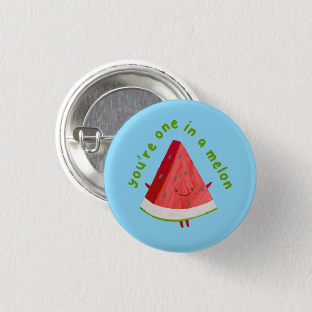 Badge Rond 2,50 Cm Cute Funny Watermelon Pun One in a Melon (Devant & derrière)
