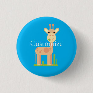 Badge Rond 2,50 Cm Cute Giraffe Munching Thunder_Cove