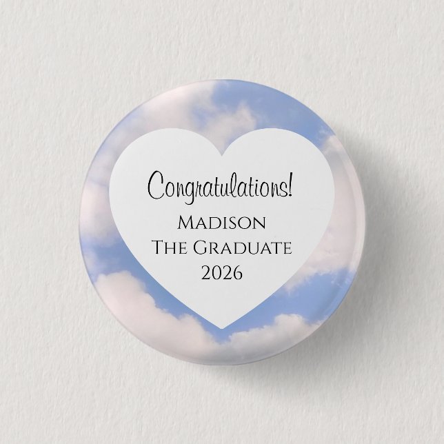 Badge Rond 2,50 Cm Cute Graduation 2026 Congratulations Message Heart (Devant)