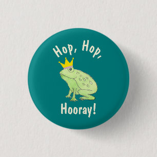 Badge Rond 2,50 Cm Cute Green Frog Hop Hop Hooray Party Favoriser