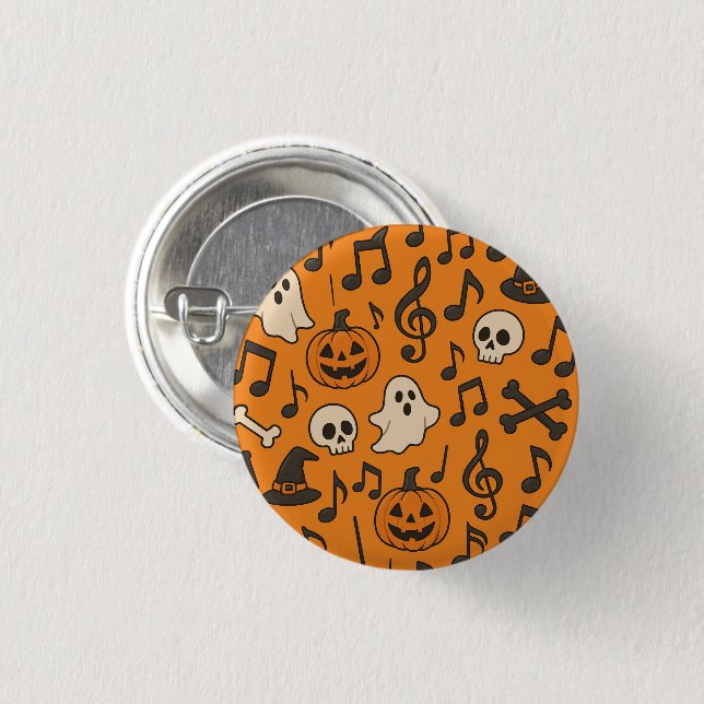 Badge Rond 2,50 Cm Cute Halloween Music Button (Devant & derrière)