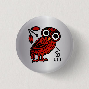 Badge Rond 2,50 Cm Cute hibou athénien Tetradrachm pièce grecque anti