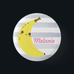 Badge Rond 2,50 Cm Cute Kawaii Banana personnalisée<br><div class="desc">Bande joyeuse adorable sur mignon bouton rayé personnalisé.</div>