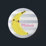 Badge Rond 2,50 Cm Cute Kawaii Banana personnalisée<br><div class="desc">Bande joyeuse adorable sur mignon bouton rayé personnalisé.</div>