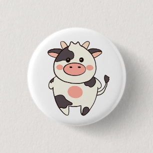 Badge Rond 2,50 Cm Cute Kawaii Conviviale Vache