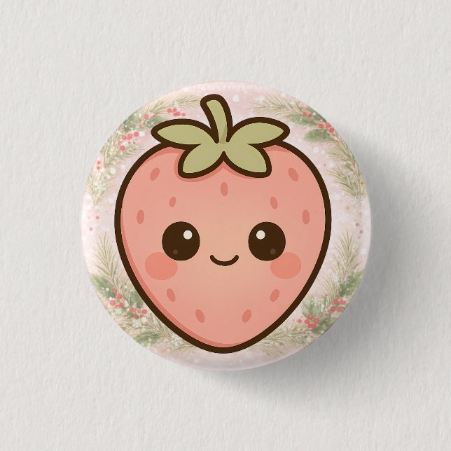 Badge Rond 2,50 Cm Cute Kawaii Strawberry Button  (Devant)