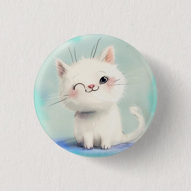 Badge Rond 2,50 Cm Cute Kitten blanc (Devant)