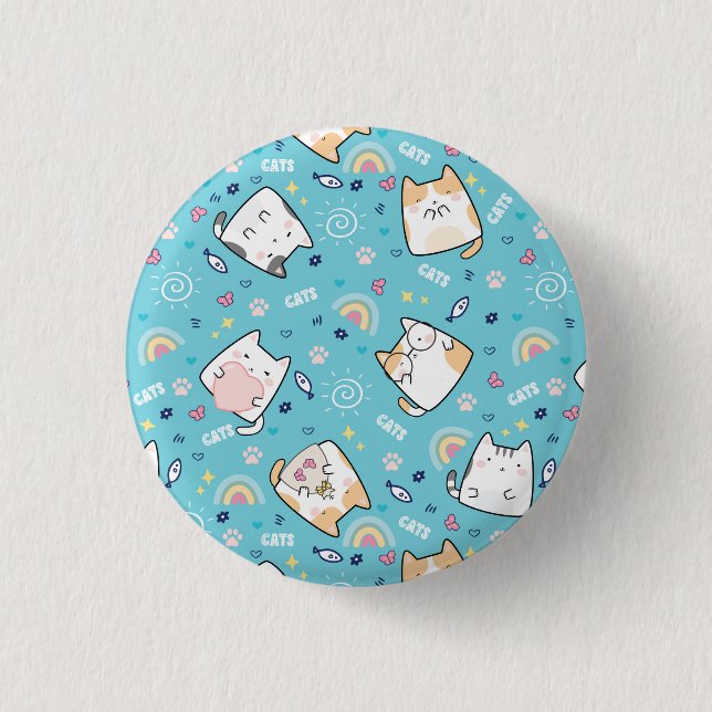 Badge Rond 2,50 Cm Cute Kitty Chats Motif Whimsical (Devant)