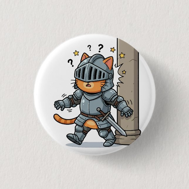Badge Rond 2,50 Cm Cute Knight Cat Button (Devant)