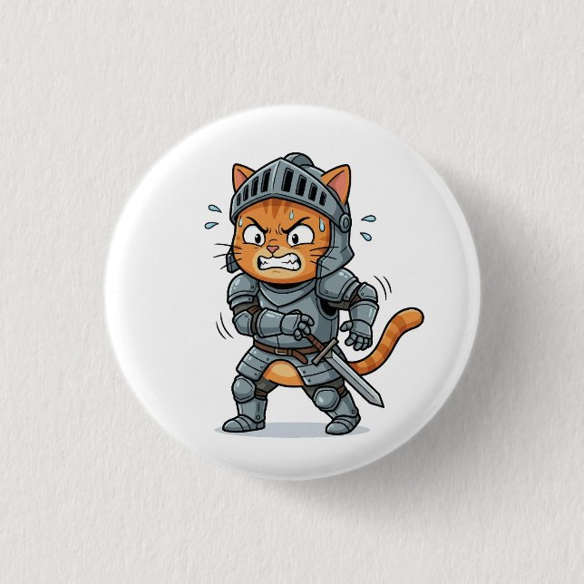 Badge Rond 2,50 Cm Cute Knight Cat Button (Devant)