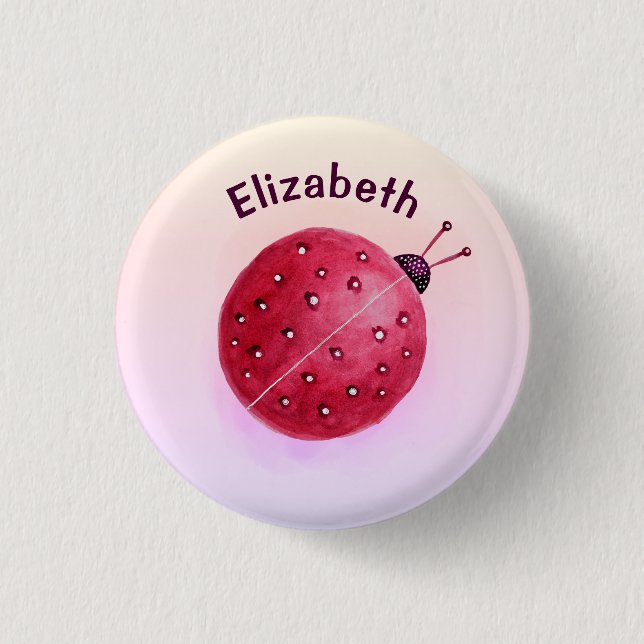 Badge Rond 2,50 Cm Cute Ladybug Pink Girl Name (Devant)