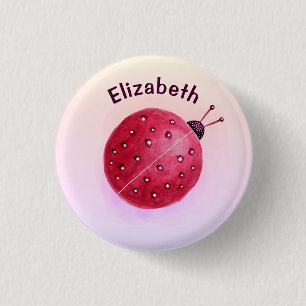 Badge Rond 2,50 Cm Cute Ladybug Pink Girl Name