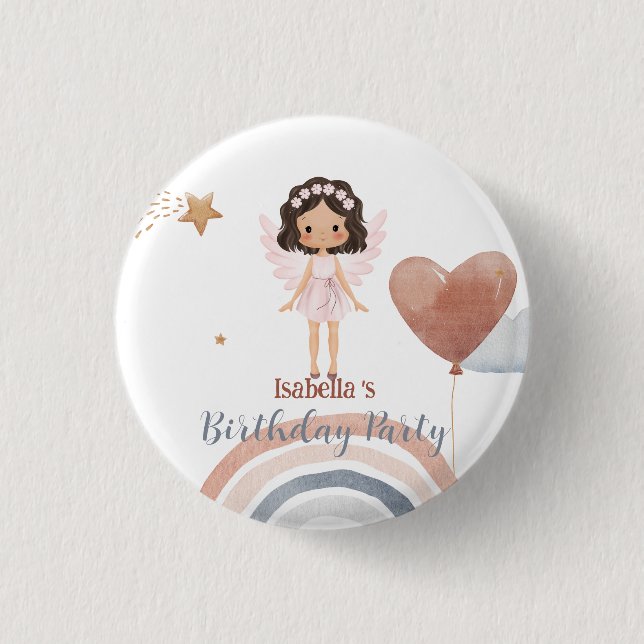 Badge Rond 2,50 Cm Cute Little ange afro filles Balloon Anniversaire (Devant)