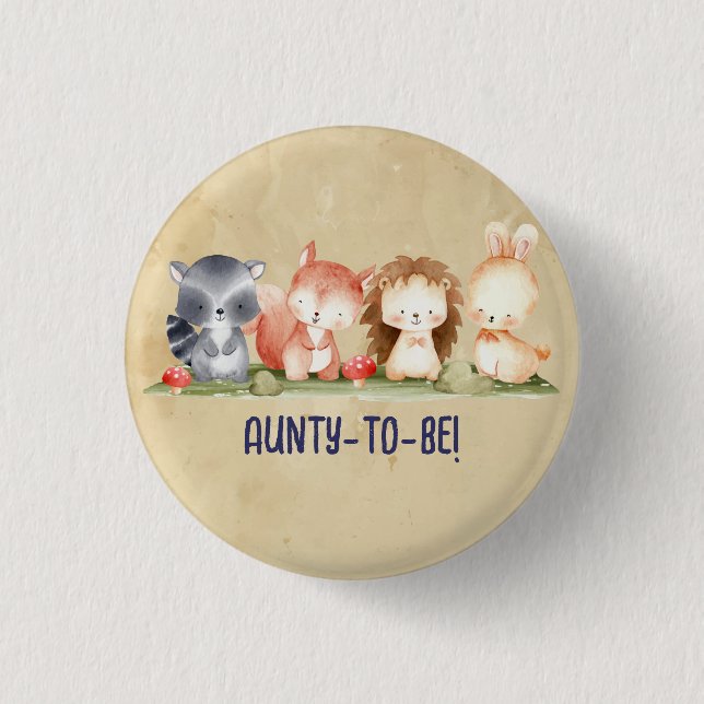 Badge Rond 2,50 Cm Cute Little Blue Aunty to be mignon Baby shower (Devant)