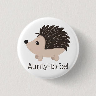 Badge Rond 2,50 Cm Cute Little Hedgehog Aunty to be Baby Shower