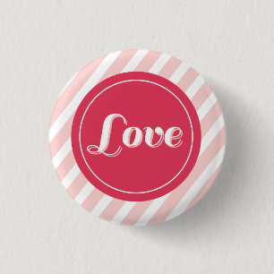 Badge Rond 2,50 Cm Cute Love Pink Stripes Valentine's Day Buttons