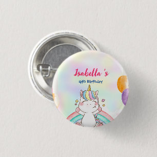 Badge Rond 2,50 Cm Cute Magical Rainbow Unicorn Bonne fête d'annivers