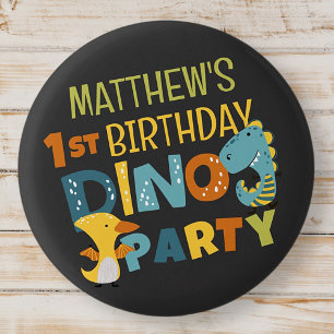 Badge Rond 2,50 Cm Cute Modern Dino Dinosaur fête d'anniversaire pour