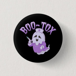 Badge Rond 2,50 Cm Cute Nurse Fantôme avec Injection Botox Amusant Éf