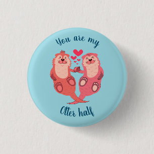 Badge Rond 2,50 Cm Cute Otters Valentines Day Couple Personnalisé