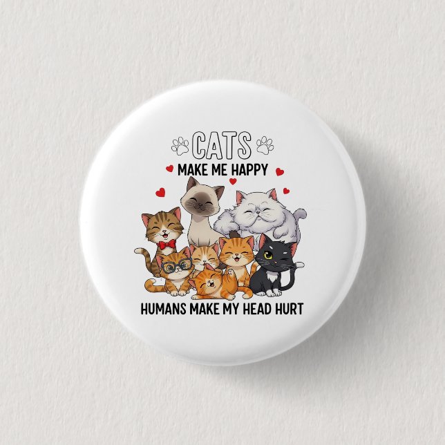 Badge Rond 2,50 Cm Cute Pack of Happy Cats (Devant)
