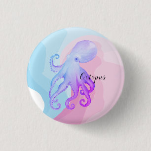 Badge Rond 2,50 Cm Cute pieuvre aquarelle