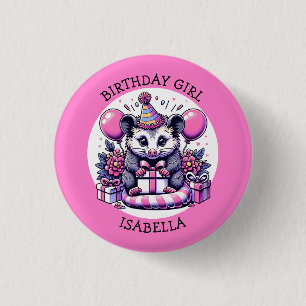 Badge Rond 2,50 Cm Cute Possum Fille d'anniversaire personnalisée