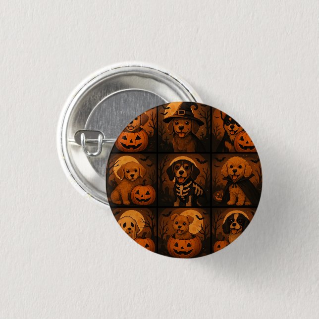 Badge Rond 2,50 Cm Cute Puppy Halloween Button (Devant & derrière)