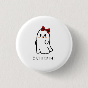 Badge Rond 2,50 Cm Cute Red Bow Halloween Fantôme Fille