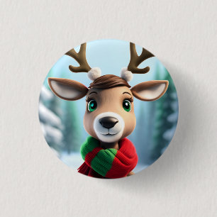 Badge Rond 2,50 Cm Cute Reindeer