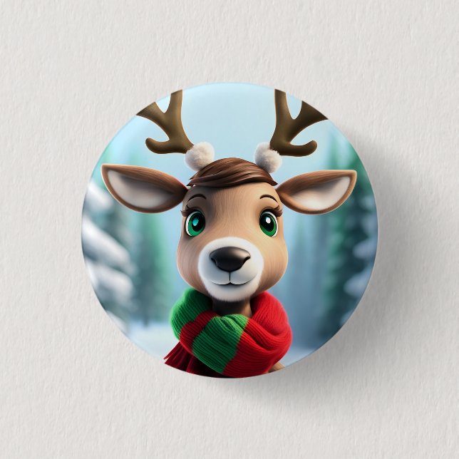Badge Rond 2,50 Cm Cute Reindeer (Devant)