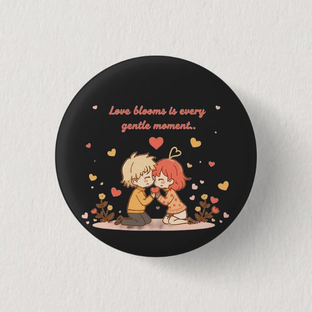 Badge Rond 2,50 Cm Cute Romantic Anime Couple - Love Moment (Devant)