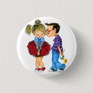 Badge Rond 2,50 Cm Cute Romantic Couple Love - Valentine's Day Kiss