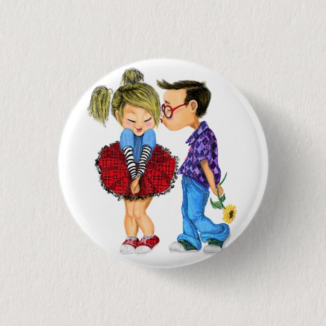 Badge Rond 2,50 Cm Cute Romantic Couple Love - Valentine's Day Kiss (Devant)