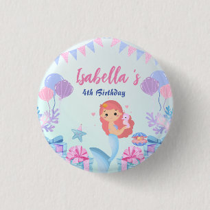 Badge Rond 2,50 Cm Cute Sirène Arc-en-ciel Aquarelle fête d'anniversa