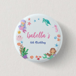 Badge Rond 2,50 Cm Cute Sirène Arc-en-ciel Aquarelle fête d'anniversa