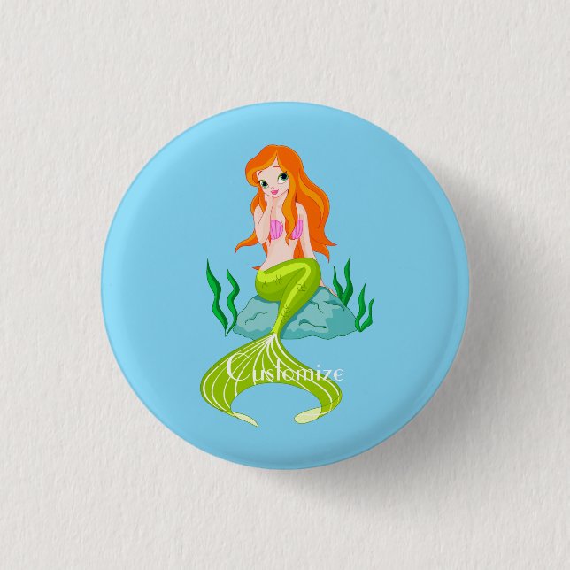 Badge Rond 2,50 Cm Cute Sirène Redhead Thunder_Cove (Devant)