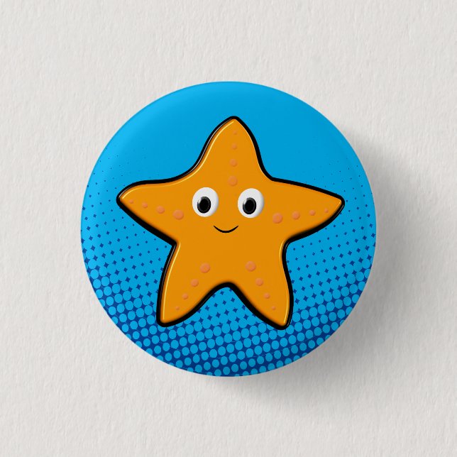 Badge Rond 2,50 Cm Cute Starfish Dessin Océan bleu (Devant)